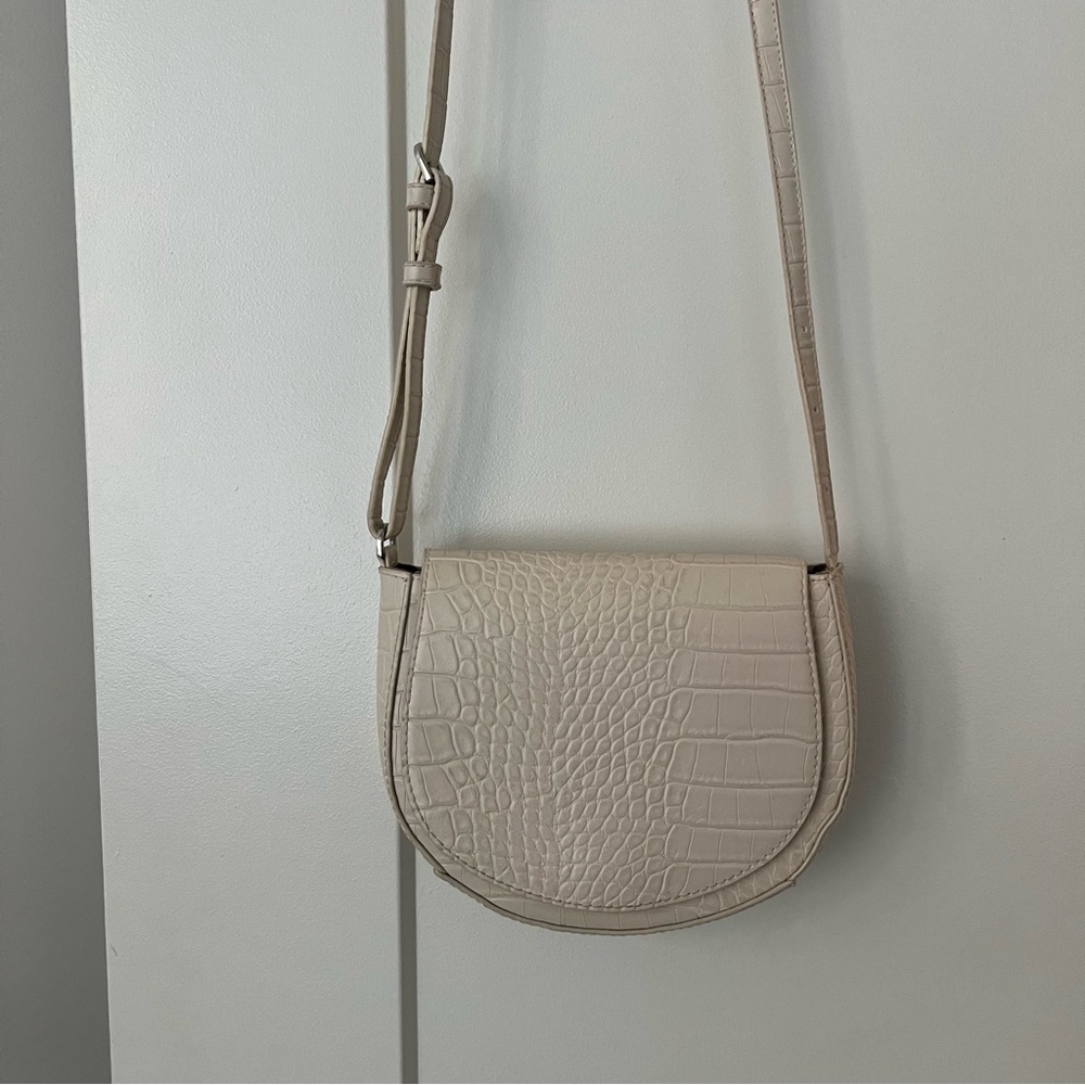 A New Day Cream Croc-Embossed Crossbody Bag